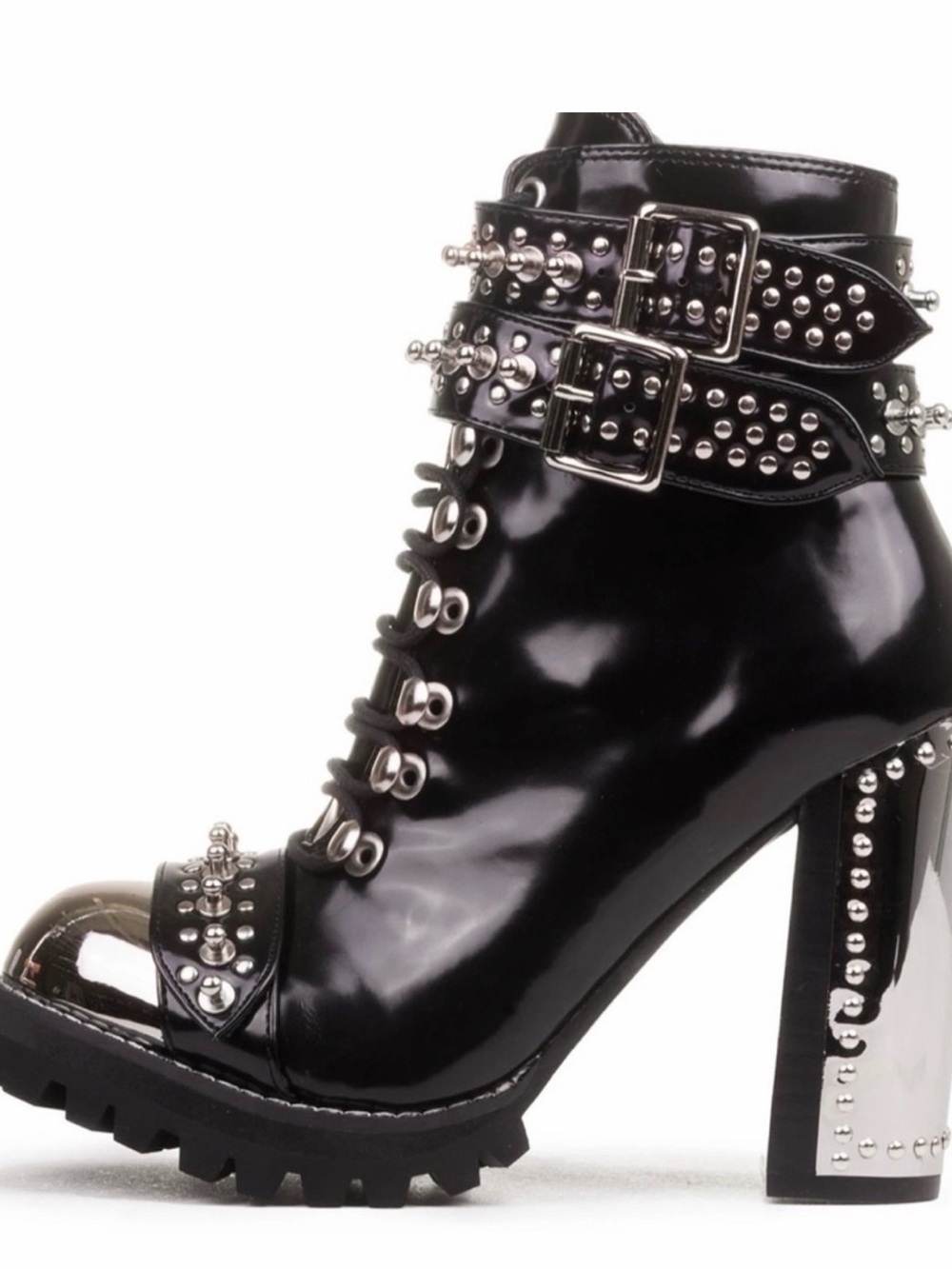 GUC Jeffrey Campbell Scorpius Ankle Boot Black and Silver